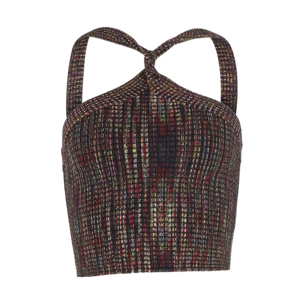 T by Alexander Wang Halter Crop Top in Multicolor Rayon